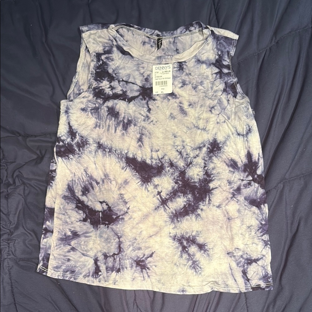 Purple and Blue Tie-Dye Tank Top